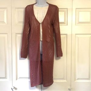 Umgee Loose Open Knit Long Line Cardigan Women’s Size Small